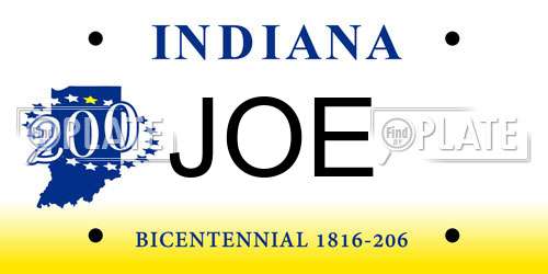 JOE Indiana License Plate