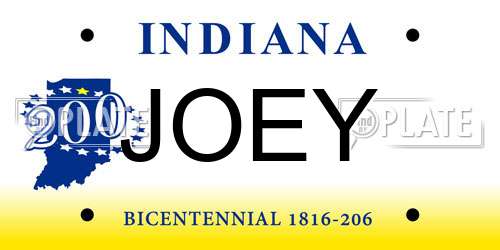 JOEY Indiana License Plate