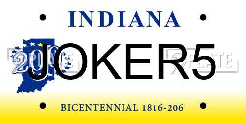 JOKER5 Indiana License Plate