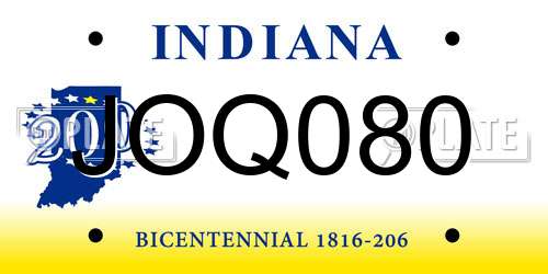 JOQ080 Indiana License Plate