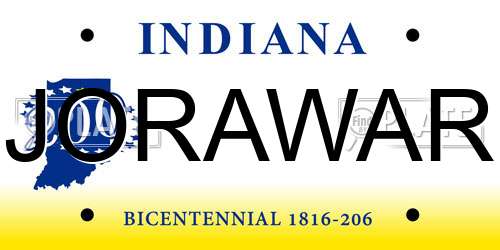 JORAWAR Indiana License Plate