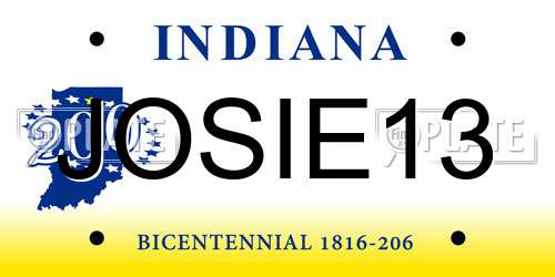 JOSIE13 Indiana License Plate