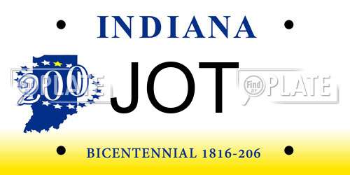 JOT Indiana License Plate