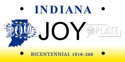 JOY Indiana License Plate