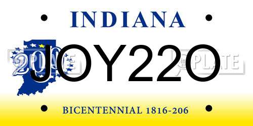 JOY22O Indiana License Plate