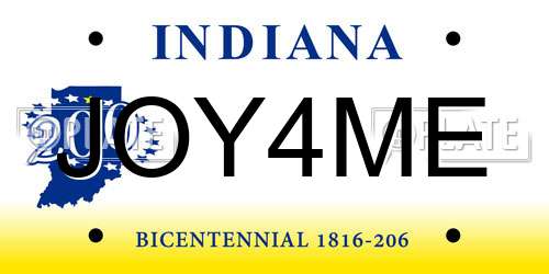 JOY4ME Indiana License Plate