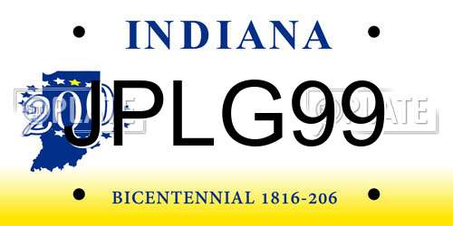 JPLG99 Indiana License Plate