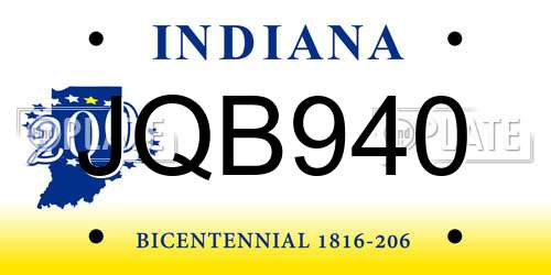 JQB940 Indiana License Plate