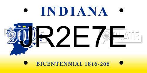JR2E7E Indiana License Plate