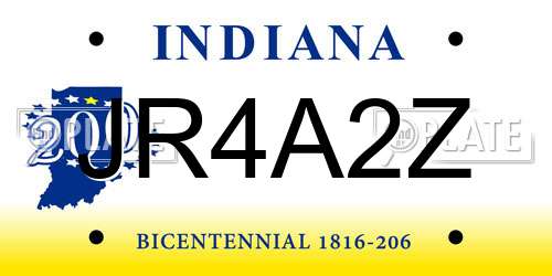 JR4A2Z Indiana License Plate