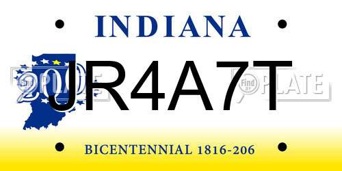 JR4A7T Indiana License Plate