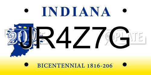 JR4Z7G Indiana License Plate