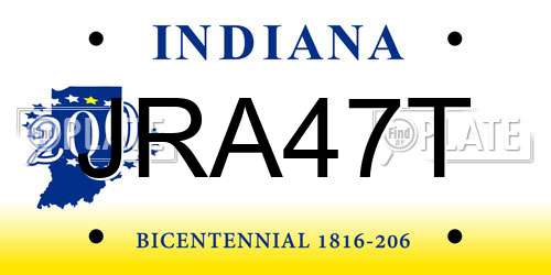 JRA47T Indiana License Plate