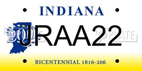 JRAA22 Indiana License Plate