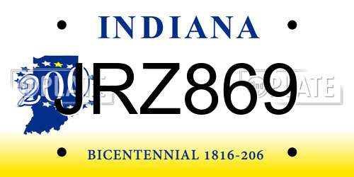 JRZ869 Indiana License Plate