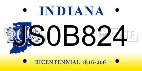 JS0B824 Indiana License Plate