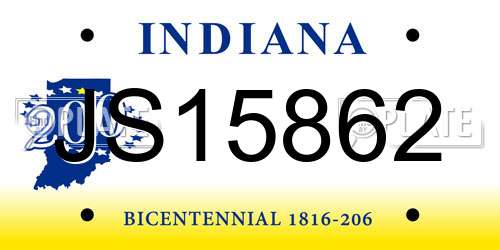 JS15862 Indiana License Plate