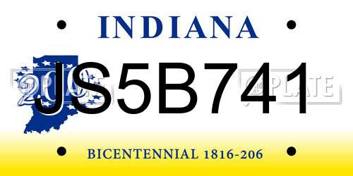 JS5B741 Indiana License Plate