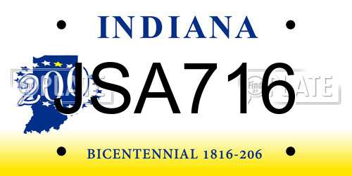 JSA716 Indiana License Plate