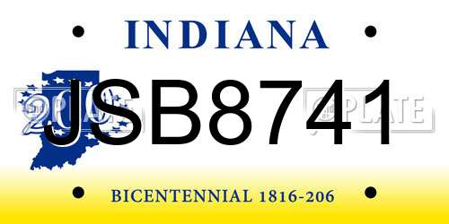 JSB8741 Indiana License Plate