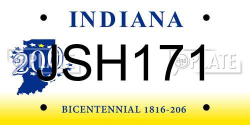 JSH171 Indiana License Plate