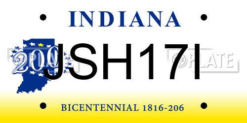 JSH17I Indiana License Plate