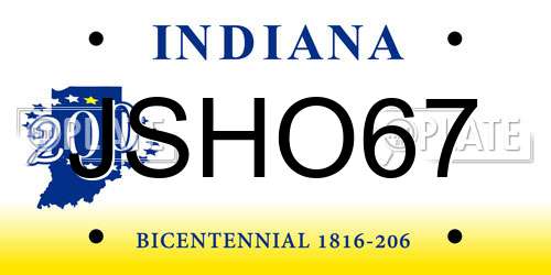 JSHO67 Indiana License Plate