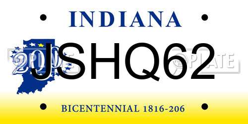 JSHQ62 Indiana License Plate