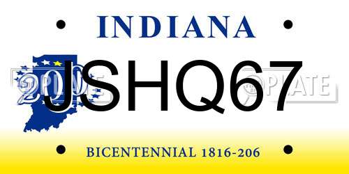 JSHQ67 Indiana License Plate