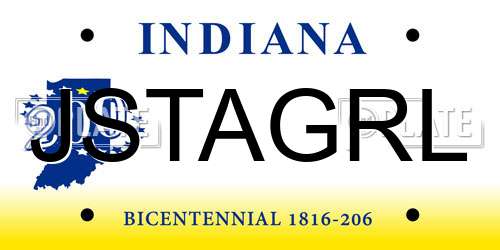 JSTAGRL Indiana License Plate