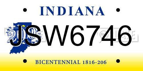JSW6746 Indiana License Plate