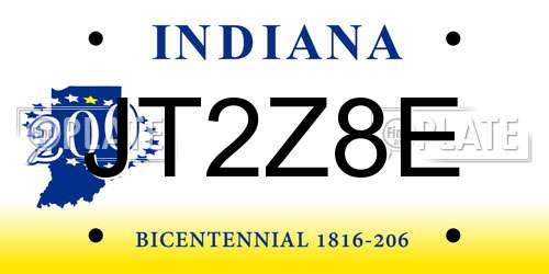 JT2Z8E Indiana License Plate