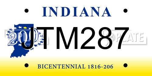 JTM287 Indiana License Plate