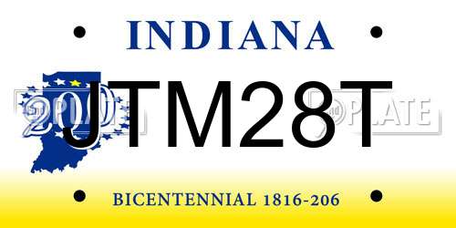 JTM28T Indiana License Plate