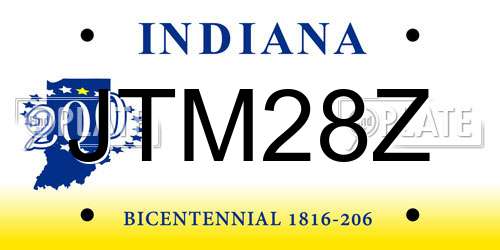 JTM28Z Indiana License Plate