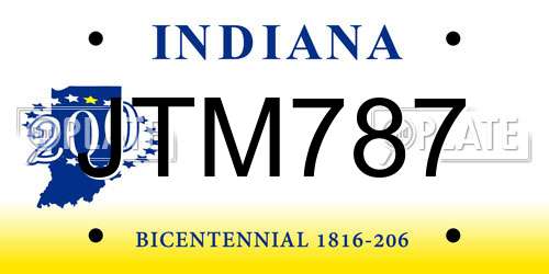 JTM787 Indiana License Plate