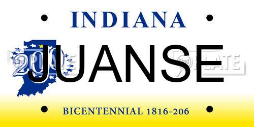 JUANSE Indiana License Plate