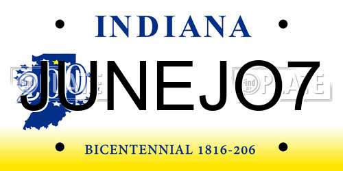 JUNEJO7 Indiana License Plate