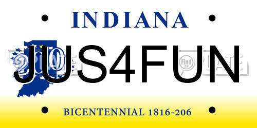 JUS4FUN Indiana License Plate