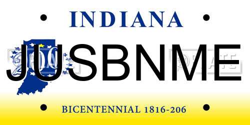 JUSBNME Indiana License Plate
