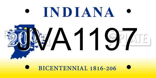 JVA1197 Indiana License Plate