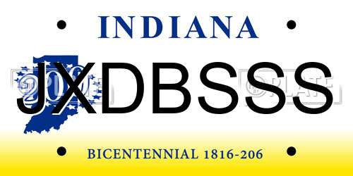 JXDBSSS Indiana License Plate