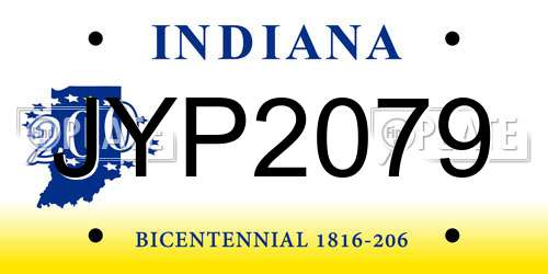 JYP2079 Indiana License Plate