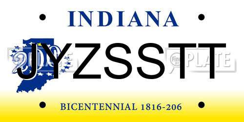 JYZSSTT Indiana License Plate