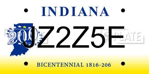 JZ2Z5E Indiana License Plate