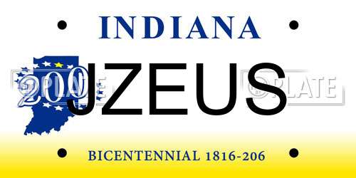 JZEUS Indiana License Plate