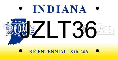 JZLT36 Indiana License Plate