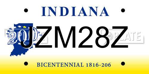 JZM28Z Indiana License Plate