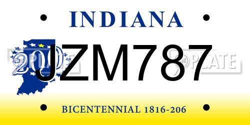JZM787 Indiana License Plate