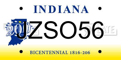JZSO56 Indiana License Plate